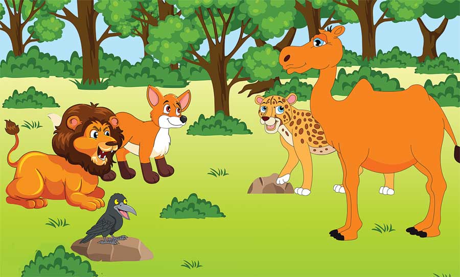 शेर, ऊंट, सियार और कौवा : पंचतंत्र की कहानी- Sher Unt Siyar Aur Kauva : Panchtantra Story in Hindi