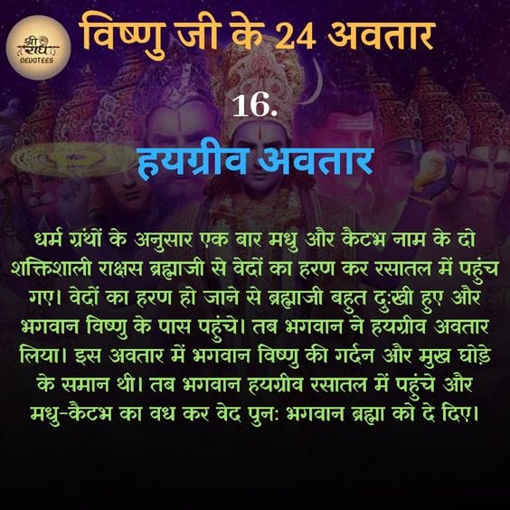 विष्णु जी के 24 अवतार - Know 24 Incarnation of Lord Vishnu