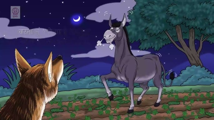 शेर, गीदड़ और मूर्ख गधा की कहानी Sher Geedad Aur Moorakh Gadha Stoty In Hindi